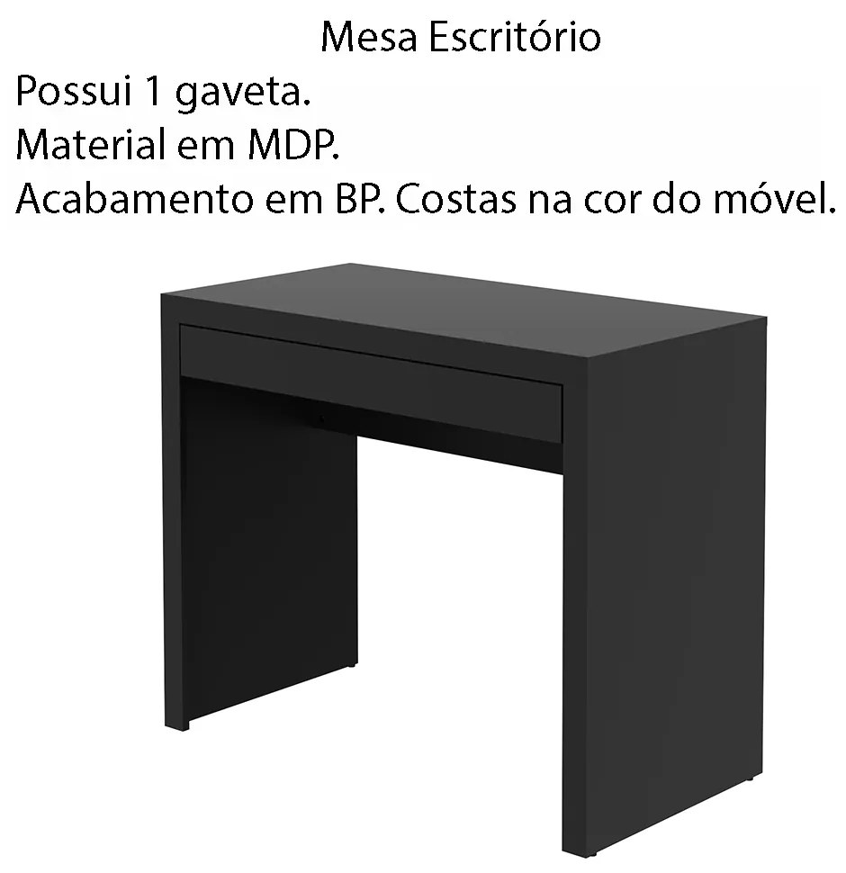Mesa para Escritório Home Office ME4107 MDP Preto G69 - Gran Belo