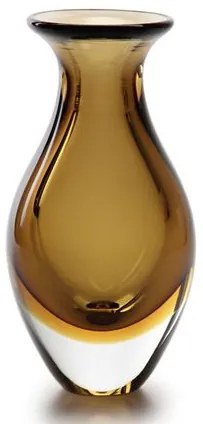 Vaso Mini Alto Bicolor Fumê com Âmbar Murano Cristais Cadoro