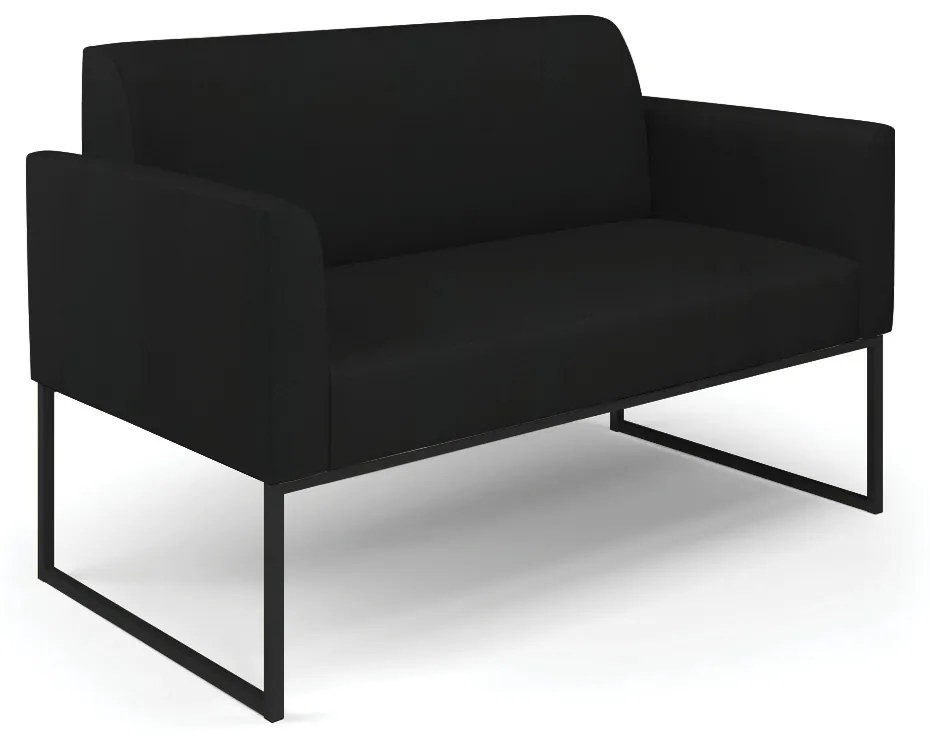 Sofá Namoradeira com 2 Poltronas Base Industrial Preto Marisa Linho Preto A79 D03 - D'Rossi