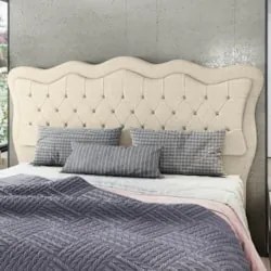 Cabeceira Casal Queen Cama Box 160cm Oregon Z04 Linho Bege - Mpozenato
