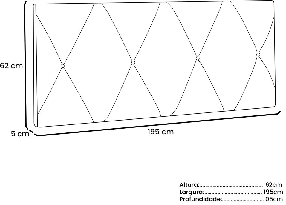 Painel Aquilla Para Cama Box King 195 cm Corino S04 - D'Rossi - Marrom