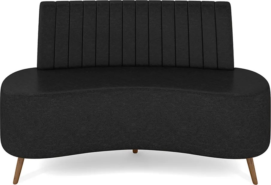 Sofá Living Decorativo 2 Lugares 1,35M Katara Preto Corino G33 - Gran Belo
