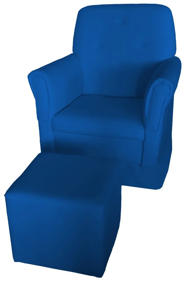 Poltrona Suzi Amamentação Balanço + Puff Suzi Courino Azul Royal
