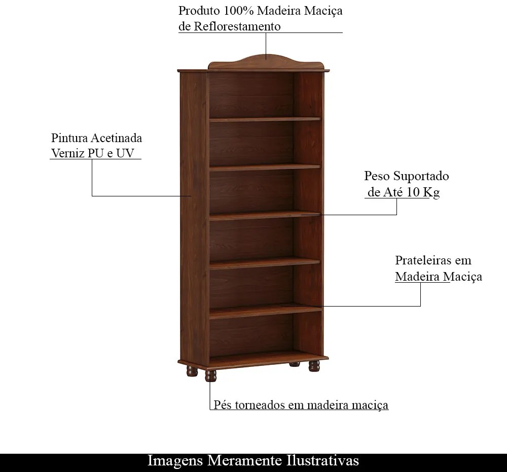 Livreiro Decorativo Ivan Madeira Café G74 - Gran Belo