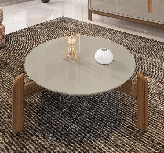 Mesa De Centro Lizz Off White/Cedro - Casa D Móveis