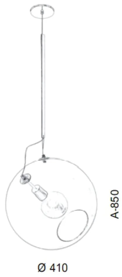 Pendente Globo Inclinado Ø41X85Cm Metal E Globo Ø41Cm 01Xe27 |Old Arti... (GRAFITE, CLEAR (TRANSPARENTE))