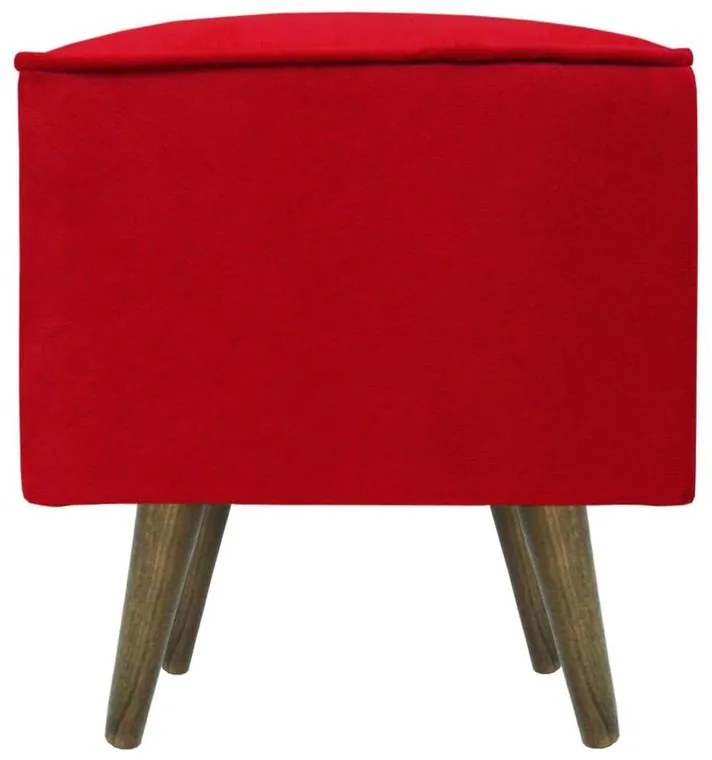 Puff Quadrado Modena Sigma em Suede com Pés Palito Inclinado - Vermelho