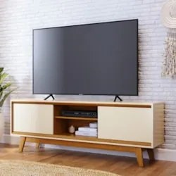 Rack Bancada de TV 70 Pol 164cm Gaia Z10 Off/Cinamomo - Mpozenato