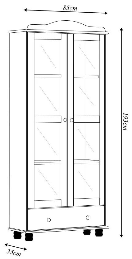 Cristaleira Madeira Maciça Vidro Liso 2 Portas Garnet Café G74 - Gran Belo