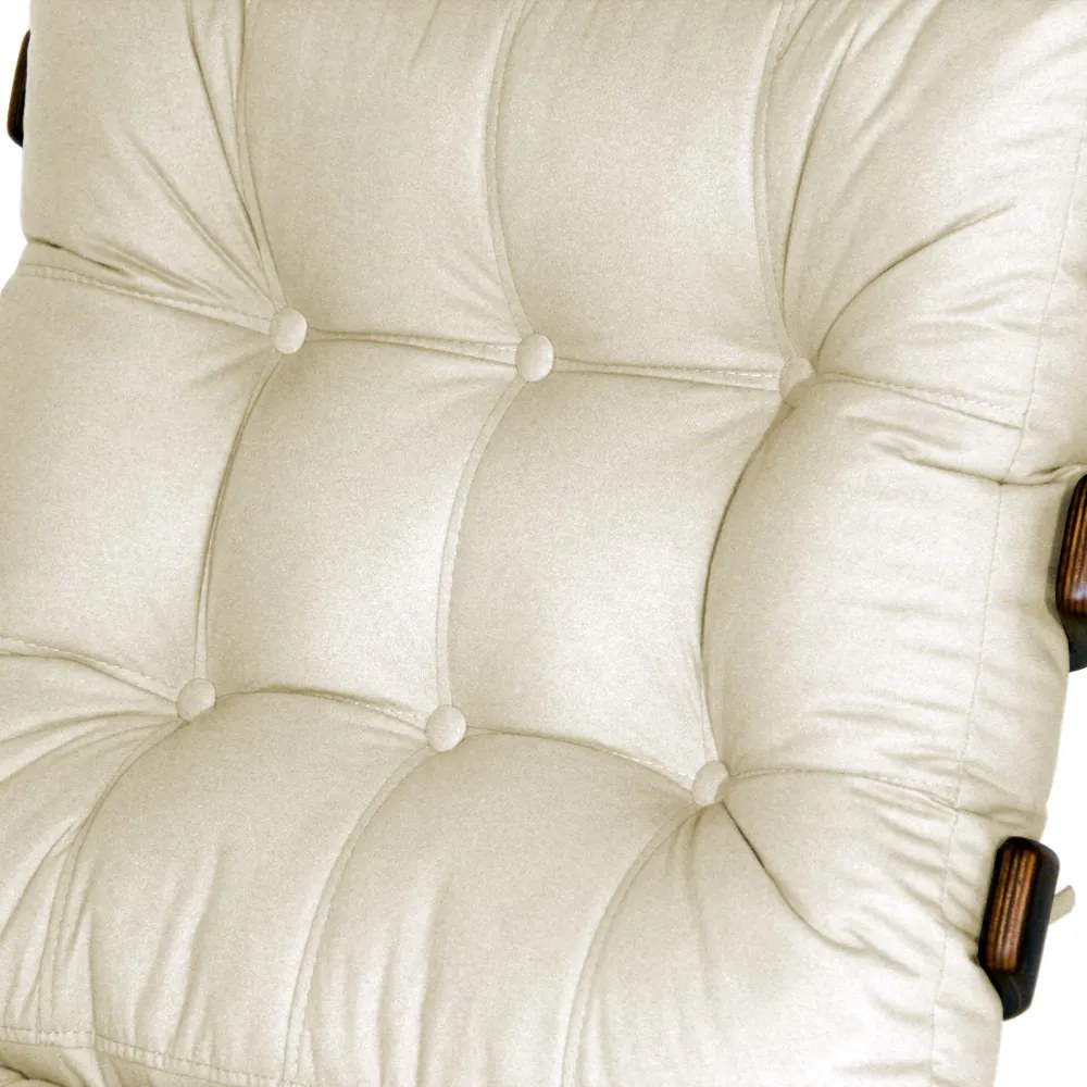 Kit Poltrona Decorativa Costela com puff Costela Suede Bege
