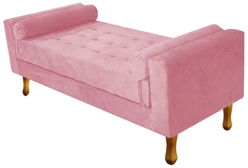 Recamier Félix King Size 195cm Suede Rosa Bebê - ADJ Decor