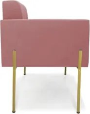 Poltrona Para Sala Pé Metal Dourado Kit 2 Ana Suede Rosê - Ibiza