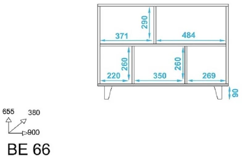 Estante 5 Nichos Linha Oslo Be66 - Branco/pinus