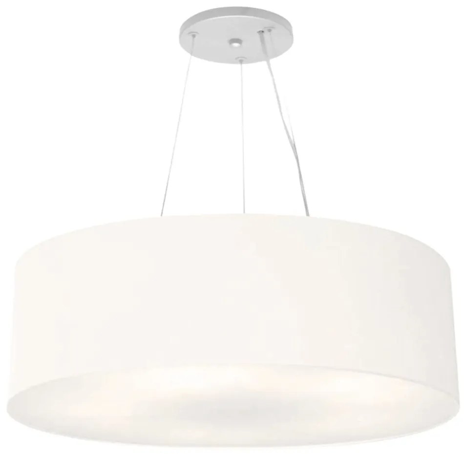 Lustre Pendente Cilíndrico Md-4381 Cúpula em Tecido 100x30cm Branco - Bivolt
