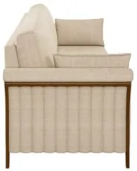 Sofá Living 3 Lugares 222cm Pés Madeira Roya Z32 Linho Champanhe - Mpo
