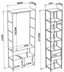 Quarto Modulado Compacto 2 Módulos Estilo Industrial Steel Quadra Verm