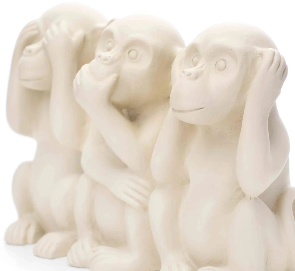 Escultura Decorativa Macacos Em Cimento Bege 11x17,5x7,5 Cm - D'Rossi