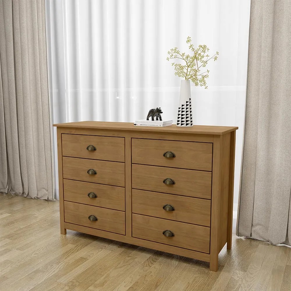 Cômoda Decorativa 8 Gavetas Madeira Maciça Osiris Freijó - G74 - Gran Belo