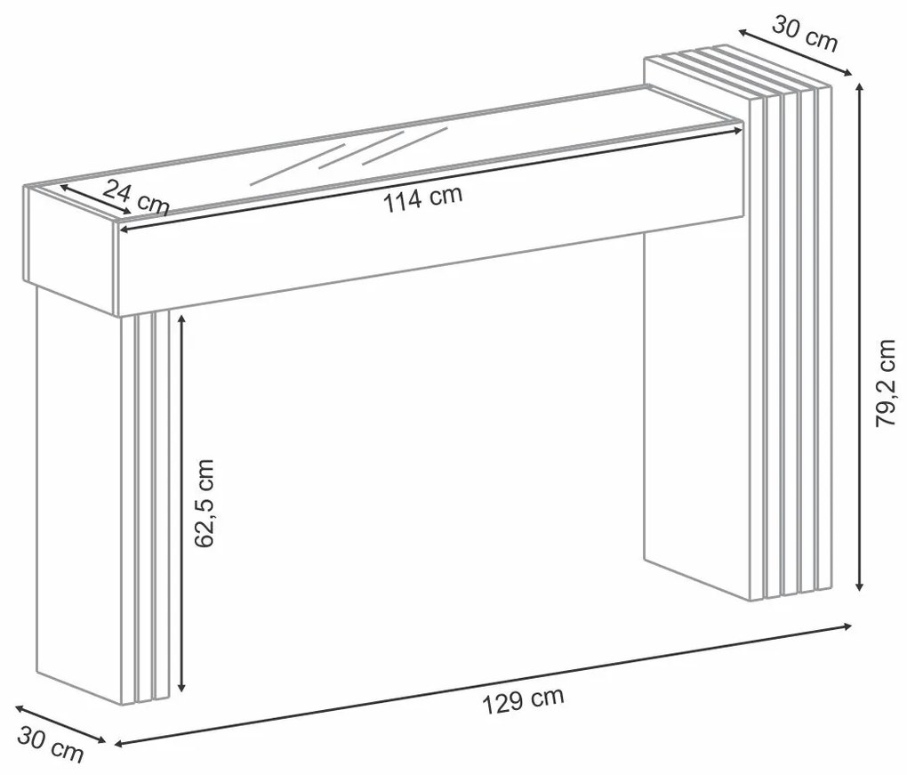 Aparador com Espelho Riad Decorativo Sala de Estar Chevron/Preto G26 - Gran Belo