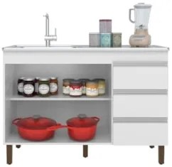 Balcão Gabinete Para Pia 120cm Sem Tampo 2 Portas Karen Z49 Branco - M