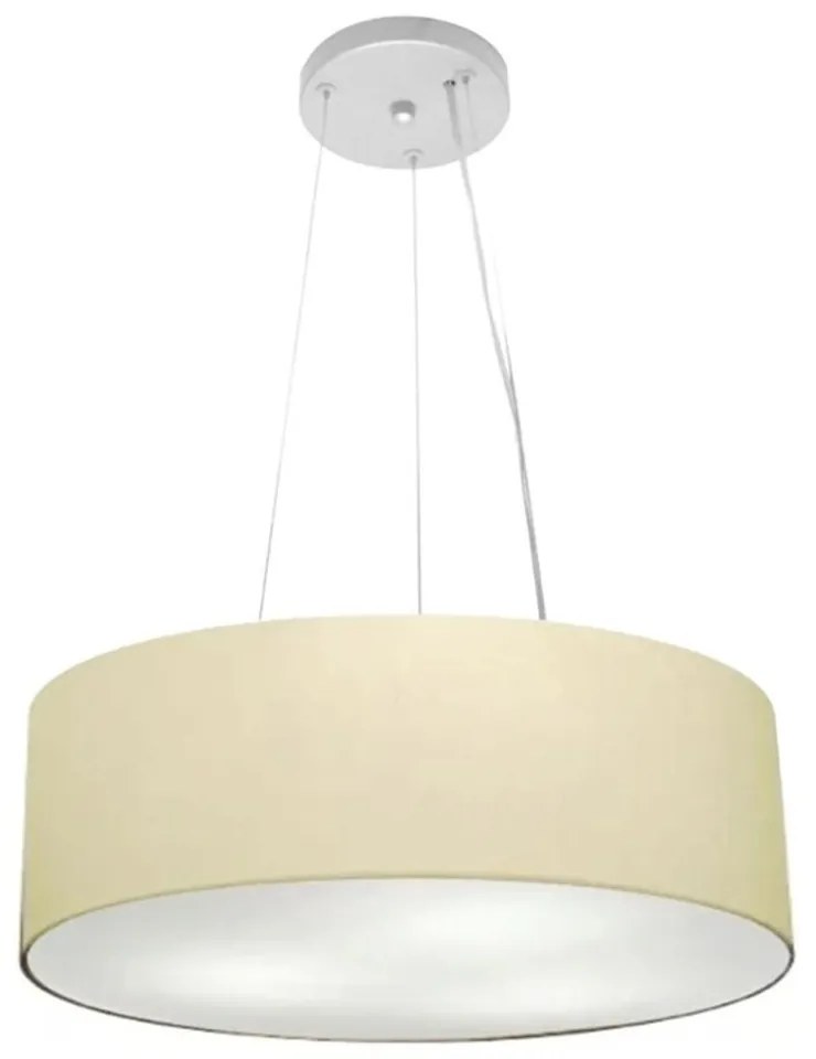Lustre Pendente Cilíndrico Md-4184 Cúpula em Tecido 45x15cm Algodão Crú - Bivolt