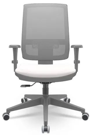 Cadeira Brizza Diretor Grafite Tela Cinza Assento Vinil Branco Base RelaxPlax Piramidal - 66401 Sun House