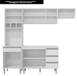 Cozinha Modulada 5 Peças com Tampo 241cm 10 Portas 4 Gavetas Andréia B