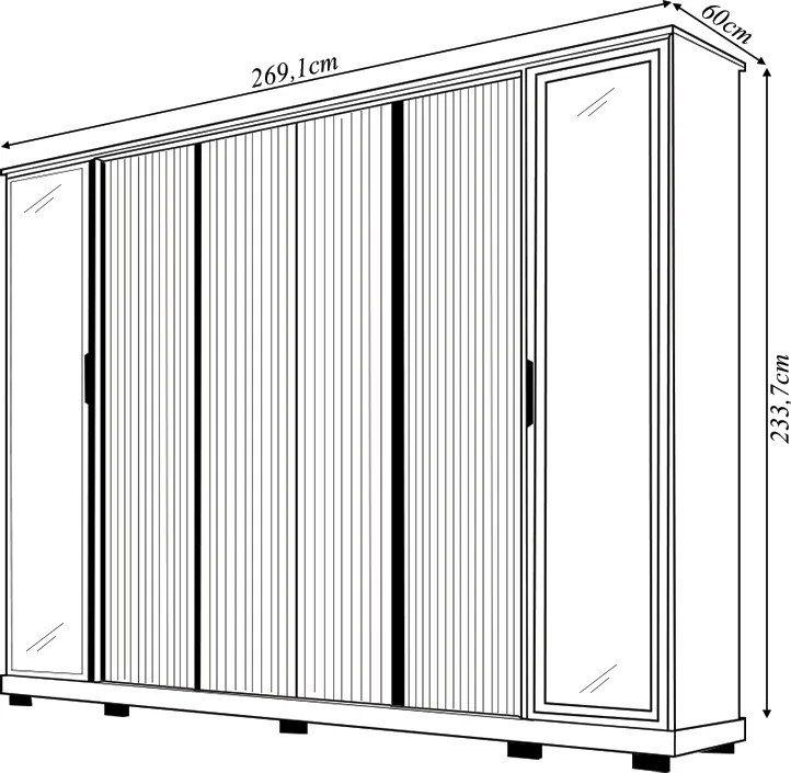 Guarda Roupa Estância Casal Ripado com 6 Portas e 4 Gavetas MDF  Freijo/Sued G11- Gran Belo