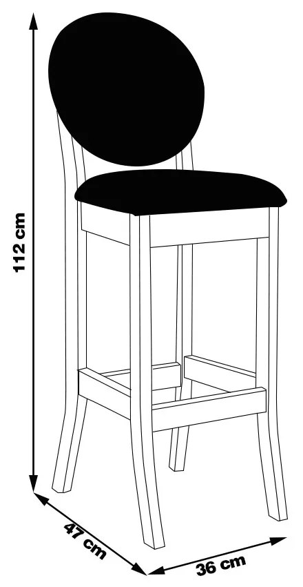 Kit 2 Banquetas Alta Madeira Maciça Teseu Linho Off White/Imbuia G42 - Gran Belo