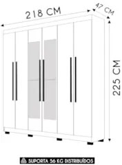 Guarda Roupa Casal 218cm Com Espelho Bolty Imbuia Rústico V02 - Mpozen
