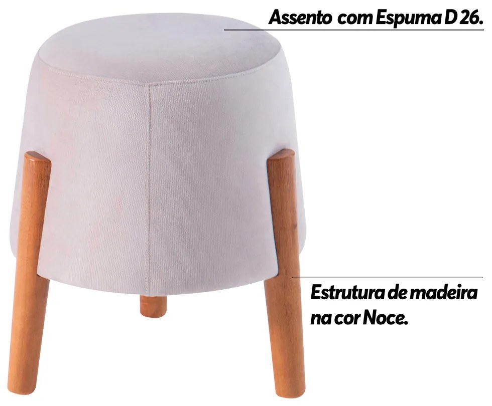 Puff Decorativo Redondo Neil Bege G66 - Gran Belo