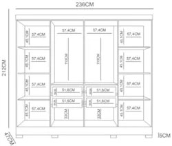 Guarda Roupa Casal 8 Portas 4 Gavetas 236cm Ágata Z17 Branco - Mpozena