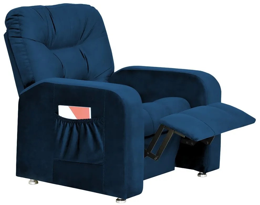 Poltrona do Papai Azera Mx7 Reclinável Suede Azul Escuro - Matrix - Azul escuro