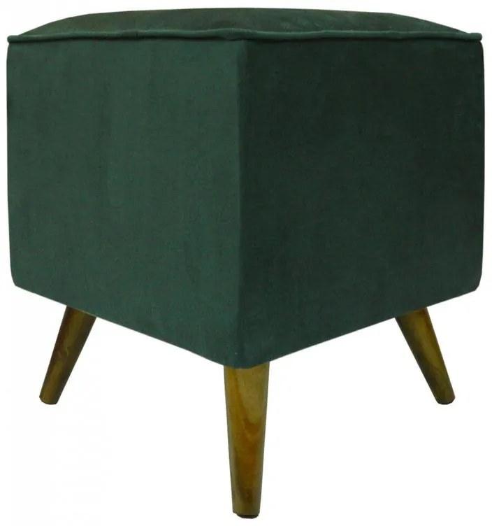 Puff Quadrado Modena Sigma em Suede com Pés Palito Inclinado - Verde