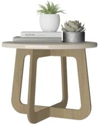Mesa Centro Redonda 59cm Para Sala MDF Rexxar Off/Carvalho A09 - Mpoze