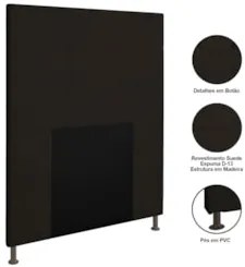 Cabeceira Cama Box Solteiro 90cm Safira Suede Marrom Z51 - Mpozenato