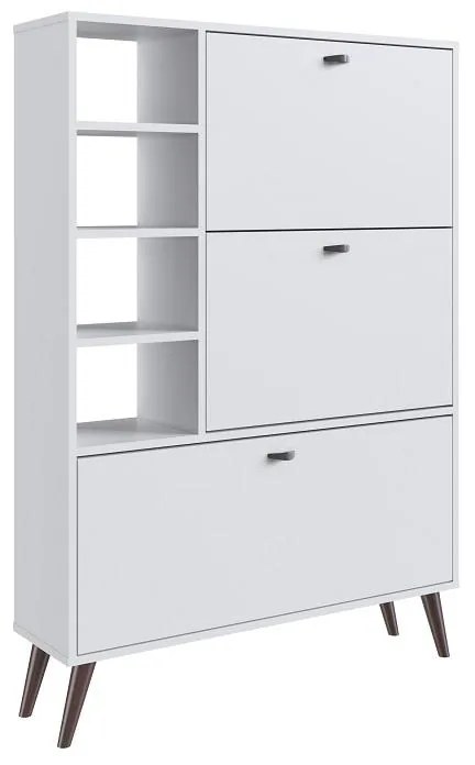 Sapateira Estante Retrô com 3 Portas e 4 Prateleiras 18 pares Branco