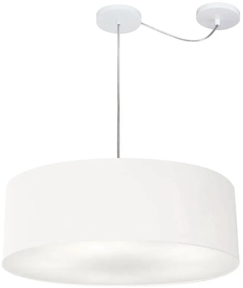 Lustre Pendente Cilíndrico Com Desvio De Centro Md-4259 Cúpula em Tecido 50x15cm Branco - Bivolt