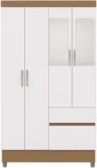 Guarda Roupa Solteiro 103cm Com Espelho Mayra Flex Branco V02 - Mpozen