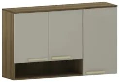 Armário Cozinha 120cm 3 Portas Com Nicho Nádia Mocca/Avelã L01 - Mpoze
