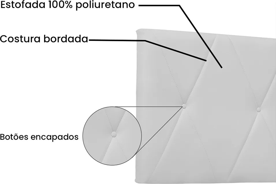 Painel Aquilla Para Cama Box Queen 160 cm Corino S04 - D'Rossi - Branco