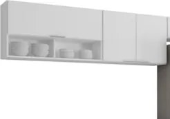 Armário de Cozinha Com Tampo CP03 250cm Pérola Branco Z34     - Mpozen
