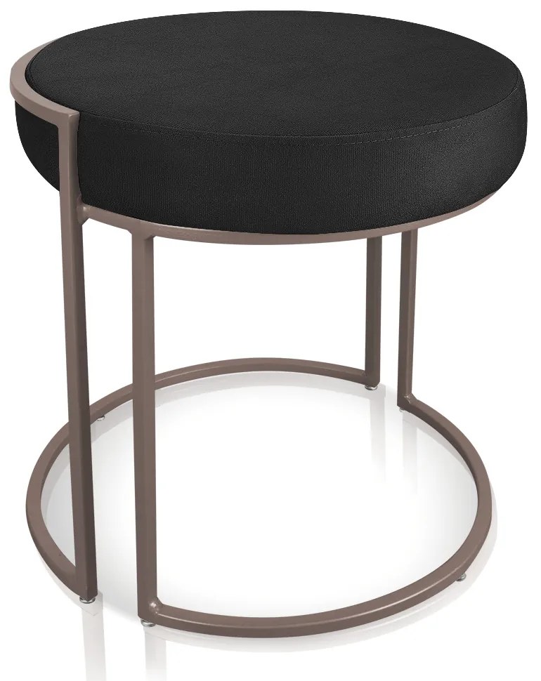 Puff Redondo Base Industrial Cobre Love Suede D03 - D'Rossi  - Preto