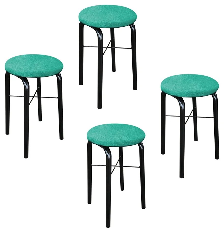 Kit 04 Banquetas Baixa Manu Suede - Verde Turquesa