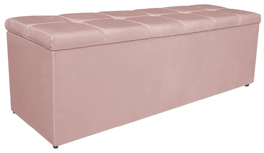 Calçadeira Estofada Manchester 140 cm Casal Suede Rosê - ADJ Decor