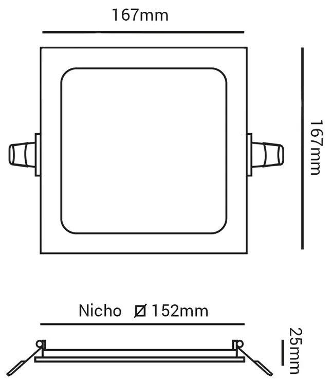 Luminária De Embutir Quadrado 12W 4000K Led Bivolt 17X17X2,5Cm Downlig... (Branco)
