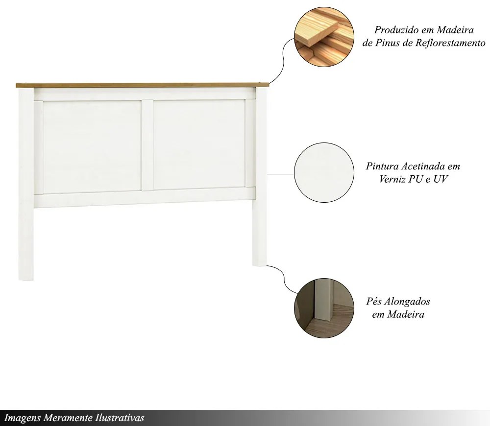 Cabeceira para Cama Queen Size Madeira Maciça Osiris Branco/Freijó - G74 - Gran Belo