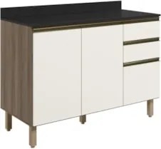 Balcão de Cozinha Com Tampo 120cm Maly N03 Carvalho/Off White - Mpozen