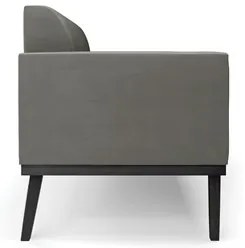 Sofá Namoradeira e 1 Poltrona Base Madeira Preto Maressa Suede Grafite