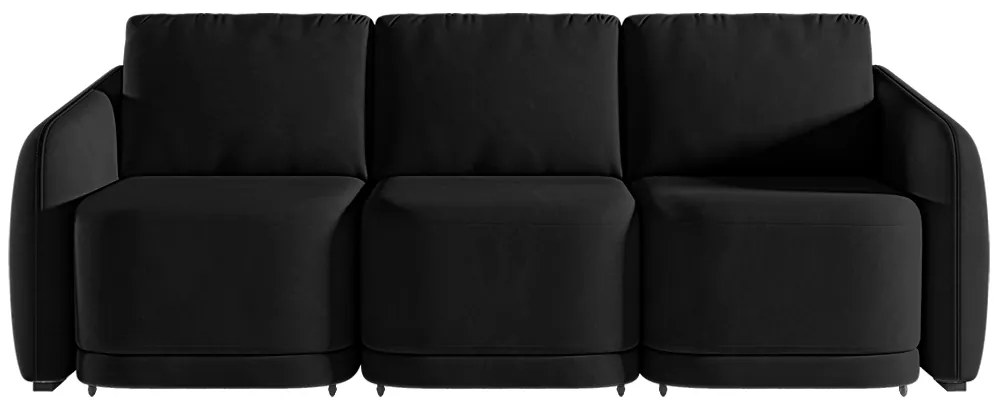 Sofá Cama Modulado Retrátil e Reclinável Decorativo Varsóvia 276cm Veludo Preto G33 - Gran Belo